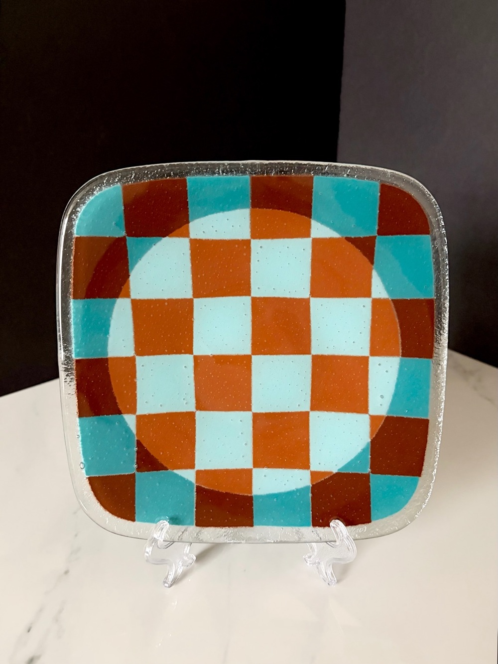 Checked Modern Square Plate - Fuzion by Peggy Karr